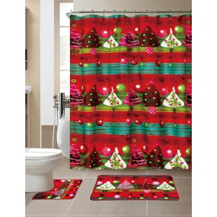 The Holiday Aisle® Madina 15 Piece Christmas Shower Curtain Set 